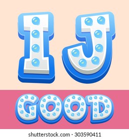 Vector cool lamp alphabet in comic style.  Letters I J