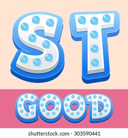 Vector cool lamp alphabet in comic style.  Letters S T