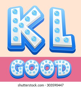 Vector cool lamp alphabet in comic style.  Letters K L