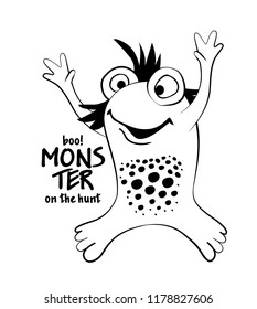 Vector cool monster. Hand drawn illustration of angry cartoon monster. 9 