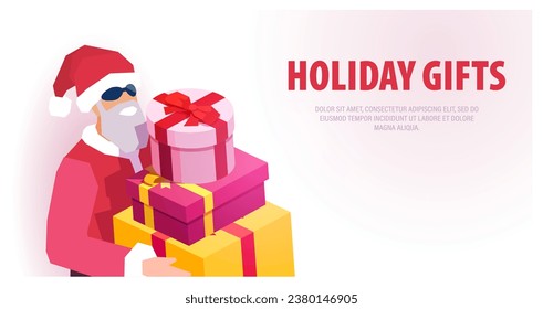 Vector of a cool Santa Claus delivering Christmas gifts