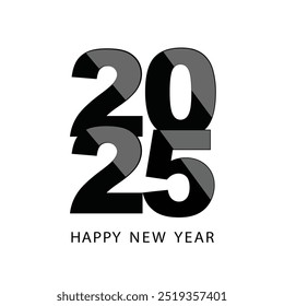 Vector Cool Shining Black Design for 2025 Happy New Year Creative Card Design. New Year and Christmas Banner Design in Magical Colors. Outline Black Numbers. 2025 Greeting Card Design Element.