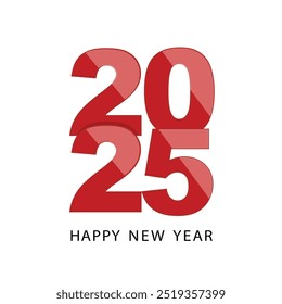 Vector Cool Shining Red Design for 2025 Happy New Year Creative Card Design. New Year and Christmas Banner Design in Magical Colors. Outline Colorful Sketch. 2025 Greeting Card Design Element.