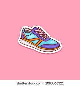 Vector of Cool Sneakers Sticker Doodle Logo Hand Drawn. Free Vector