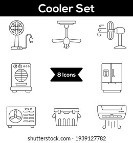 Icono del refrigerador vectorial establecido en la imagen de línea.