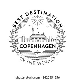 Vector Copenhagen City Badge, Linear Style