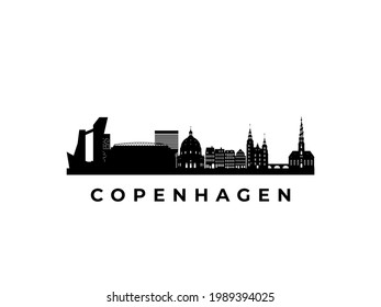 Vector Copenhagen skyline. Travel Copenhagen famous landmarks. Business and tourism concept for presentation, banner, web site.