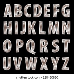 vector copper alphabet with screws