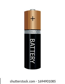 Vector copper and black realistic battery on a white background
