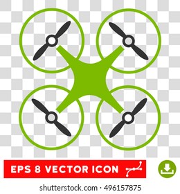Vector Copter EPS vector icon. Illustration style is flat iconic bicolor eco green and gray symbol on a transparent background.