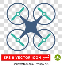 Vector Copter EPS vector pictogram. Illustration style is flat iconic bicolor cobalt and cyan symbol on a transparent background.