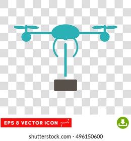 Vector Copter Shipment EPS vector icon. Illustration style is flat iconic bicolor grey and cyan symbol on a transparent background.