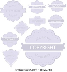 Vector copyright label for sale. Vector set.