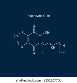 Vector CoQ10 Coenzyme Q10 Chemical Molecular Skeletal Formula, Vector illustration.