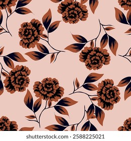 Vector coquette flowers pattern.Colorful seamless grandmillennial pattern. Perfect for greetings, invitations, manufacture wrapping paper, textile and web design. Vector preppy pattern