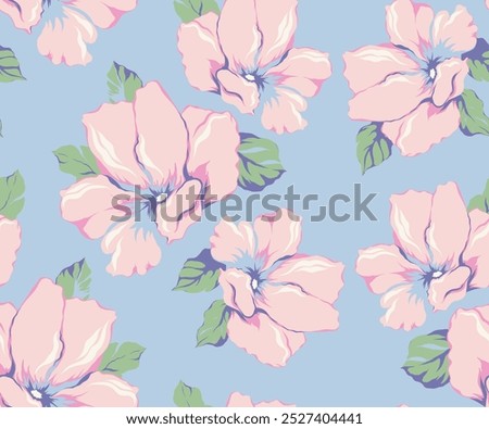Vector coquette flowers pattern.Colorful seamless grandmillennial pattern. Perfect for greetings, invitations, manufacture wrapping paper, textile and web design. Vector preppy pattern.