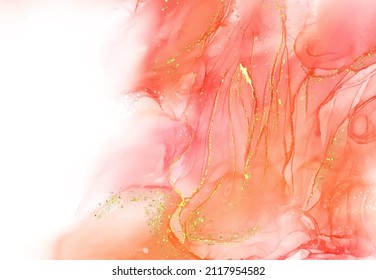 Vector coral banner. Hand drawn abstract paint brush stroke. Wave element.