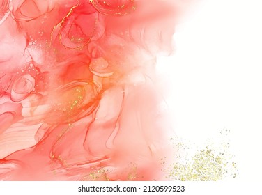 Vector coral banner. Hand drawn abstract paint brush stroke. Wave element.