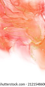 Vector coral banner. Hand drawn abstract paint brush stroke. Wave element.