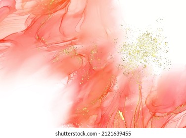 Vector coral banner. Hand drawn abstract paint brush stroke. Wave element.