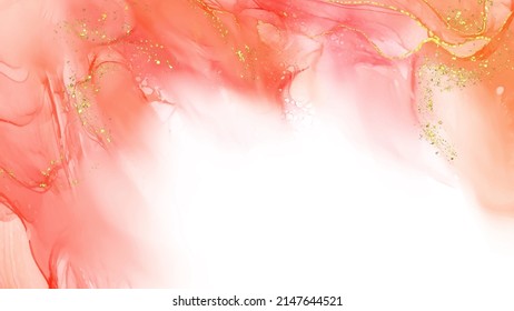 Vector coral banner. Hand drawn abstract paint brush stroke. Wave element.