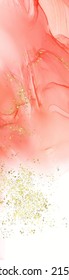 Vector coral banner. Hand drawn abstract paint brush stroke. Wave element.