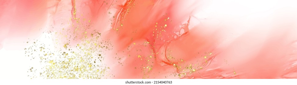 Vector coral banner. Hand drawn abstract paint brush stroke. Wave element.