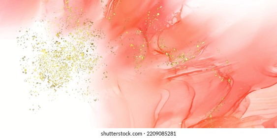 Vector coral banner. Hand drawn abstract paint brush stroke. Wave element.