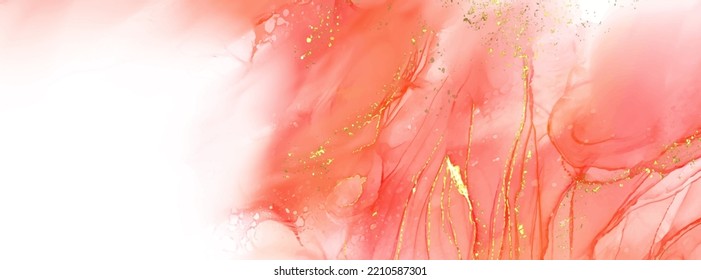 Vector coral banner. Hand drawn abstract paint brush stroke. Wave element.
