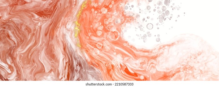 Vector coral banner. Hand drawn abstract paint brush stroke. Wave element.