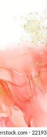Vector coral banner. Hand drawn abstract paint brush stroke. Wave element.