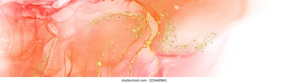 Vector coral banner. Hand drawn abstract paint brush stroke. Wave element.