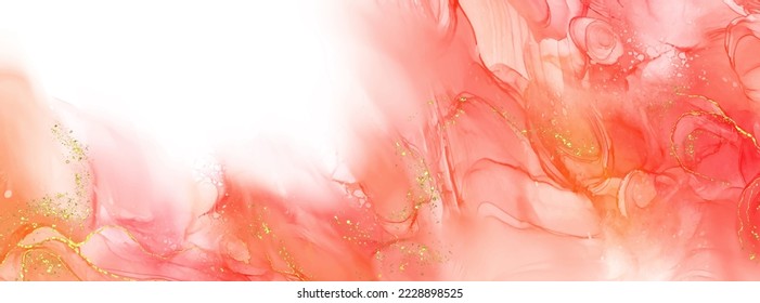 Vector coral banner. Hand drawn abstract paint brush stroke. Wave element.