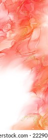 Vector coral banner. Hand drawn abstract paint brush stroke. Wave element.