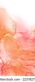 Vector coral banner. Hand drawn abstract paint brush stroke. Wave element.