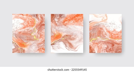 Vector coral banners set. Hand drawn abstract paint brush stroke. Wave element.