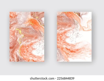 Vector coral banners set. Hand drawn abstract paint brush stroke. Wave element. - Shutterstock ID 2256844839