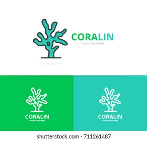 Vector of coral logo. Unique reef and seafood logotype design template.