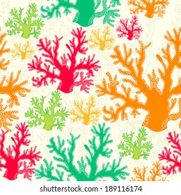 Vector coral pattern. Vector summer colorful background.