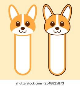 Vector Corgi Bookmark Flat Design Illustration