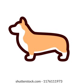 Vector Corgi Dog Icon Isolated On White Background