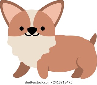 Vector corgi dog illustration for children. Cute animal character for kids. Cartoon puppy icon isolated on white background
