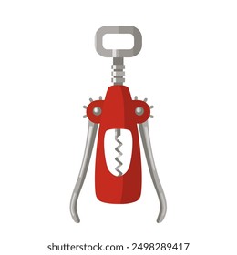 Icono de sacacorchos de Vector, ilustración de sacacorchos de doble mango rojo, diseño de menú de barra de vino