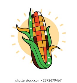 Icono de dibujo de maíz vectorial Ilustración aislada