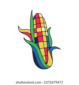 Vector Corn Cartoon Icon Illustration Isolated