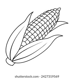 Vector corn fruit isolated coloring page for kids on white