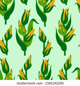 Vector - corn plant seamless pattern, watercolor illustration.