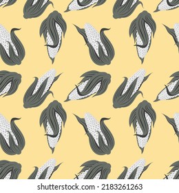 Vector - corn plant seamless pattern, watercolor illustration.