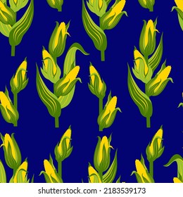 Vector - corn plant seamless pattern, watercolor illustration.