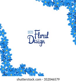 Vector corner with blue forget-me-not flowers and place for your text